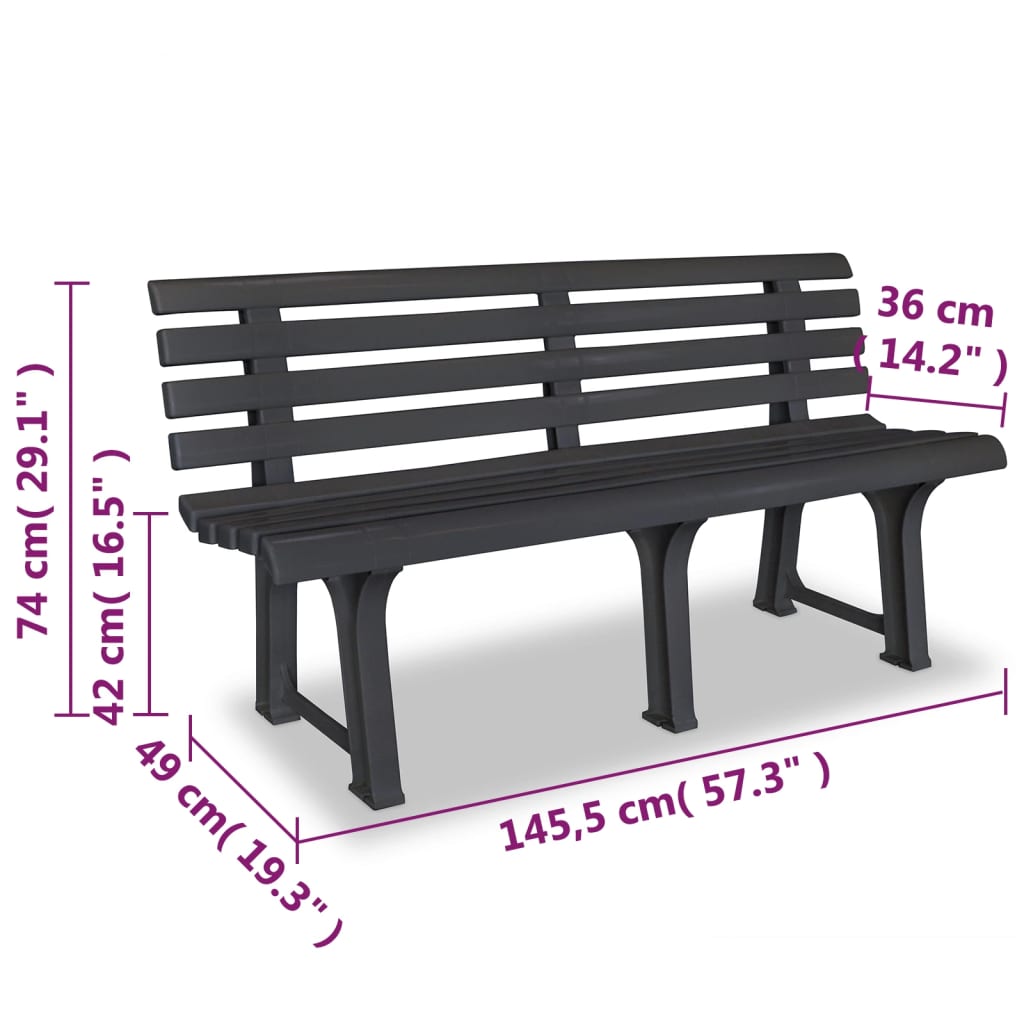 Bancă de grădină, verde, 145,5 cm, plastic