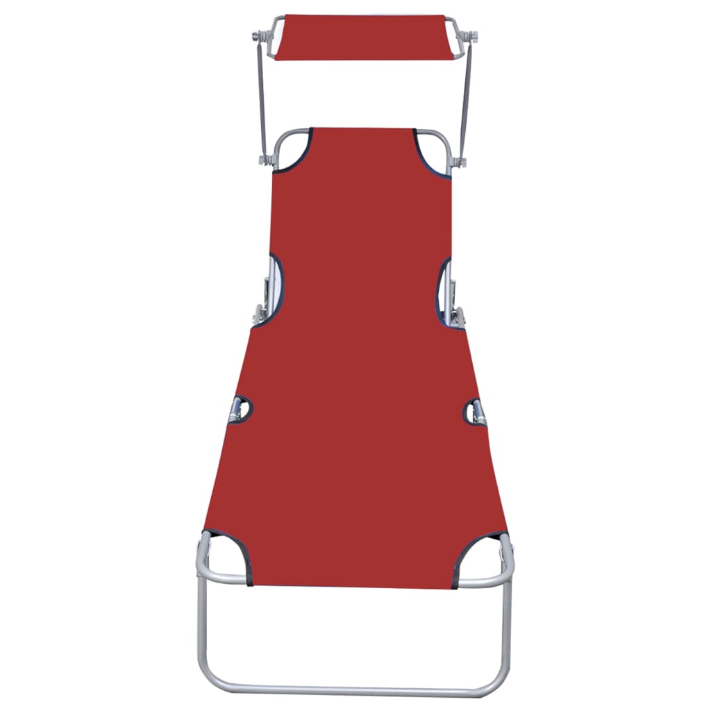 Șezlong pliabil cu copertină, gri, aluminiu