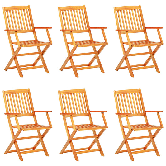 Set mobilier de exterior pliabil, 7 piese, lemn masiv de acacia
