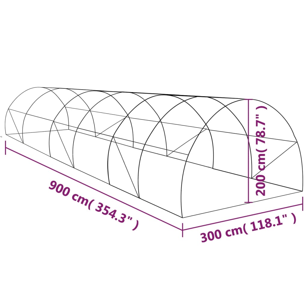 Seră, 27 m², 900 x 300 x 200 cm