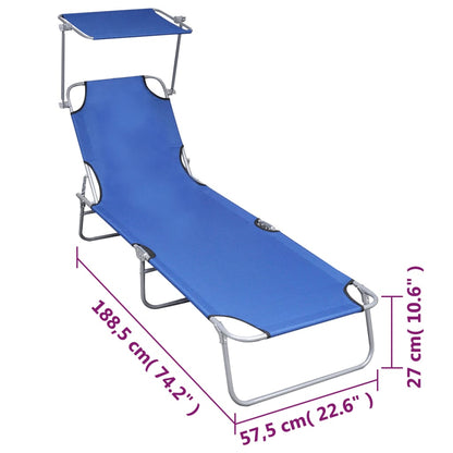 Șezlong pliabil cu copertină, gri, aluminiu