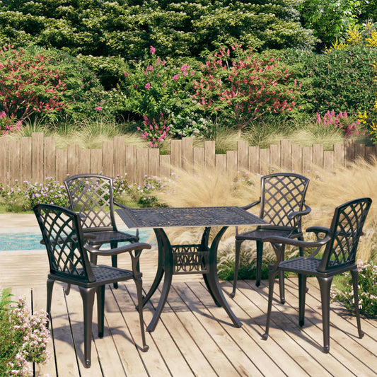 Set mobilier bistro, 5 piese, negru, aluminiu turnat